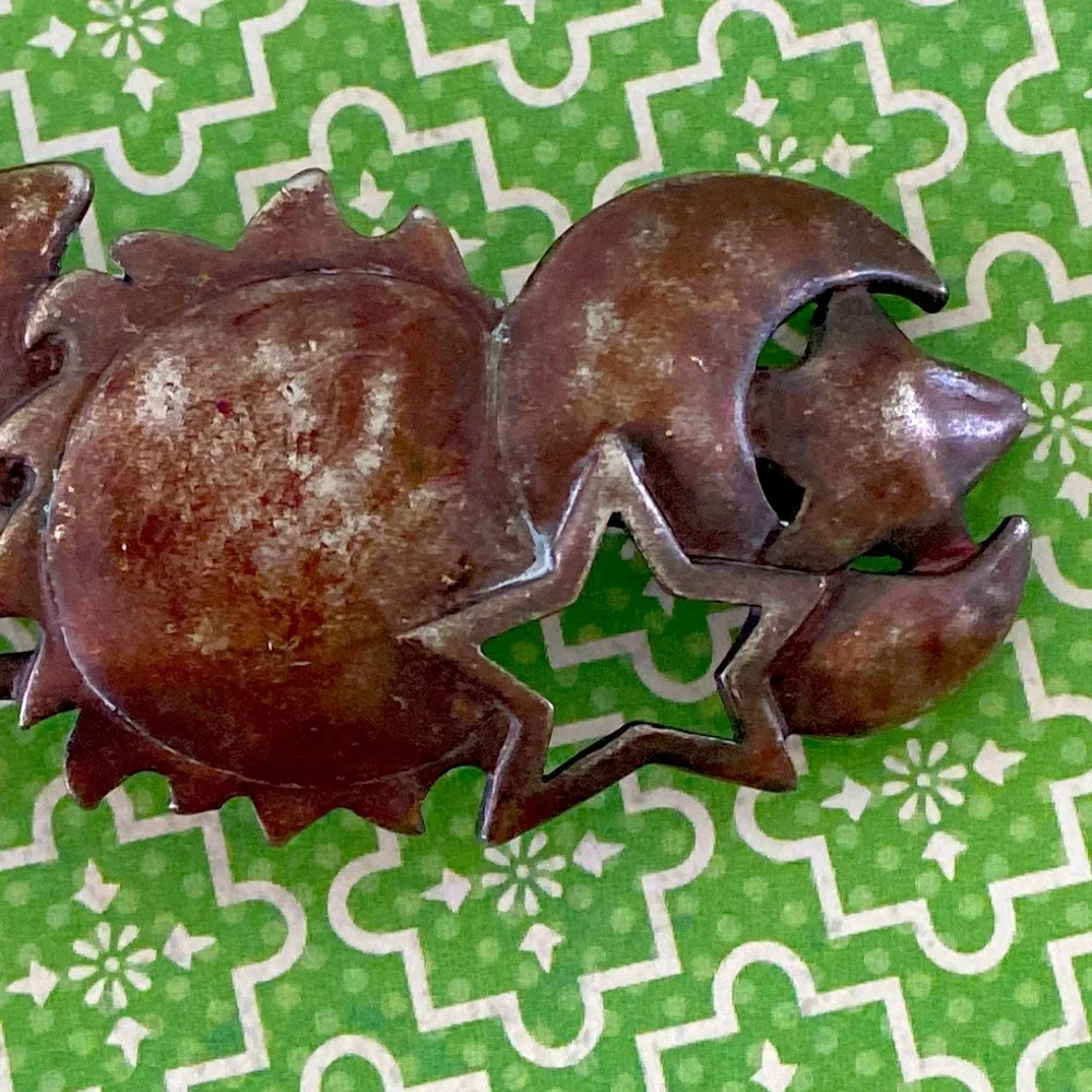 80s metal patina sun moon stars barrette